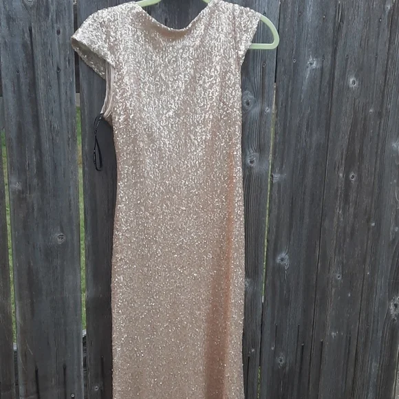Sorella Vita SV Gold Sequin Dress Low Back Size 10 Gorgeous Gown Bridal Prom - Picture 5 of 16